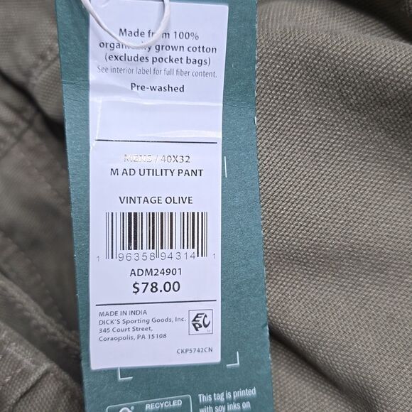 1327 NWT Alpine Design Men's Utility Pant Vintage Olive 40x32 - Picture 5 of 8